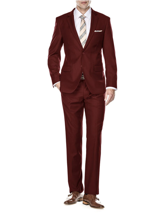 Burgundy Modern Fit 2 Button Suit by Mensitaly