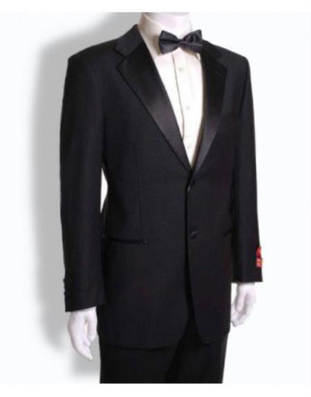 Men's 2 Button Tuxedo Dinner Suit Jet Black- High End Suits - High Quality Suits
