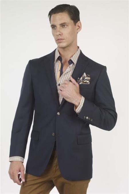 Men's Navy Authentic Tiglio Brand Solid Suit- High End Suits - High Quality Suits