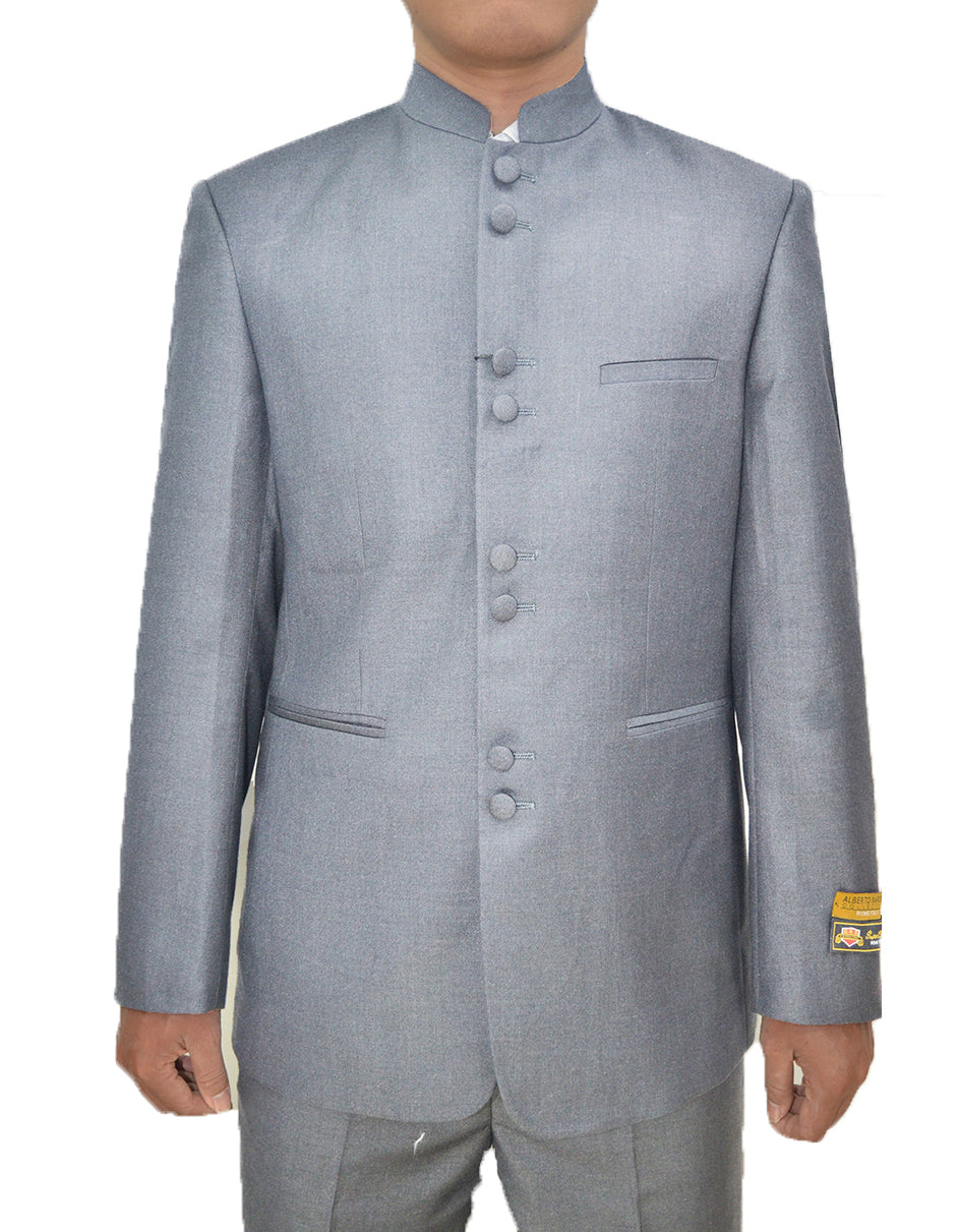 8 Button Light Grey Mandarin Collar Tuxedo