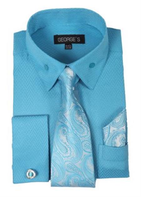 Mens Turquoise Dress Shirt Mens Fashion and Handkerchiefs Aqua Turquoise Color,Black Men's Dress Shirt Aqua / XL 17.5” Neck / 36-37” Sleeve