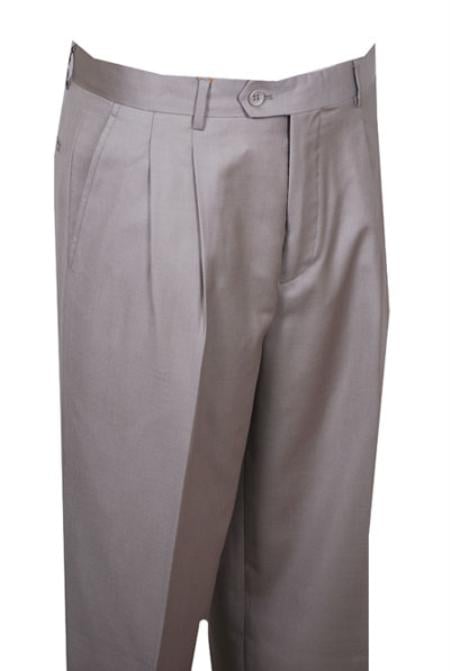 long rise big leg slacks Dress Pants Beige Wide Leg Pleated baggy dress trousers unhemmed unfinished bottom
