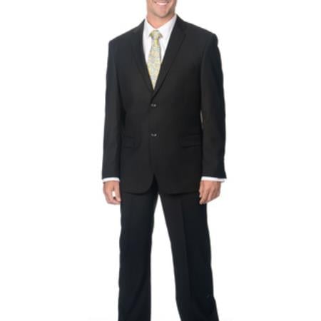 Slim Fit Suit Men's Notch collar Black 2-Button Priced Business Suits