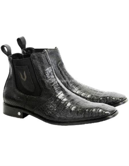 Men's Black Vestigium Caiman Belly Chelsea Boots