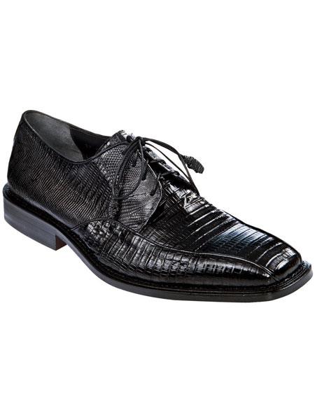 Men's Black Genuine Teju Lizard Los Altos Oxfords Style Dress Shoes