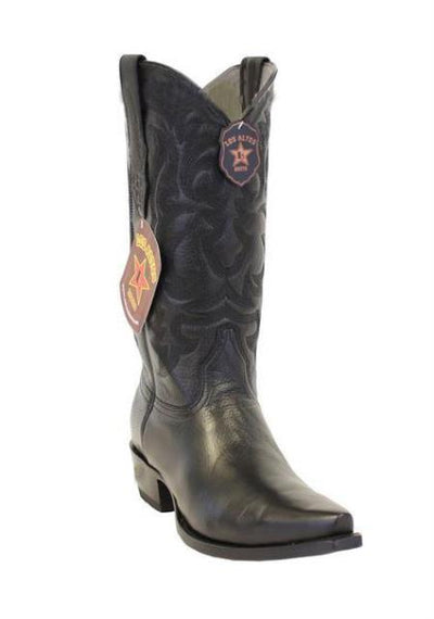 Men's Los Altos Boots Genuine Deer 13 Hand Stitched Leather Shaft Snip Toe Black Dress Cowboy Boot Cheap Priced For Sale Online