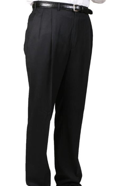 Men's Dacron Polyester Black Somerset Double-Pleated Slacks / Dress Pants Trouser