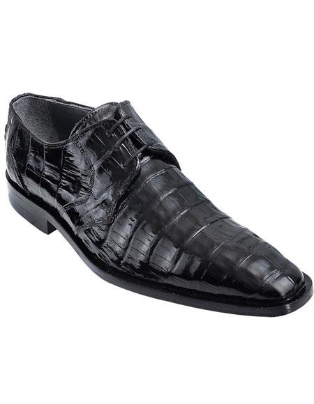 Men's Genuine Caiman Belly Oxfords Style Black Los Altos Dress Shoes