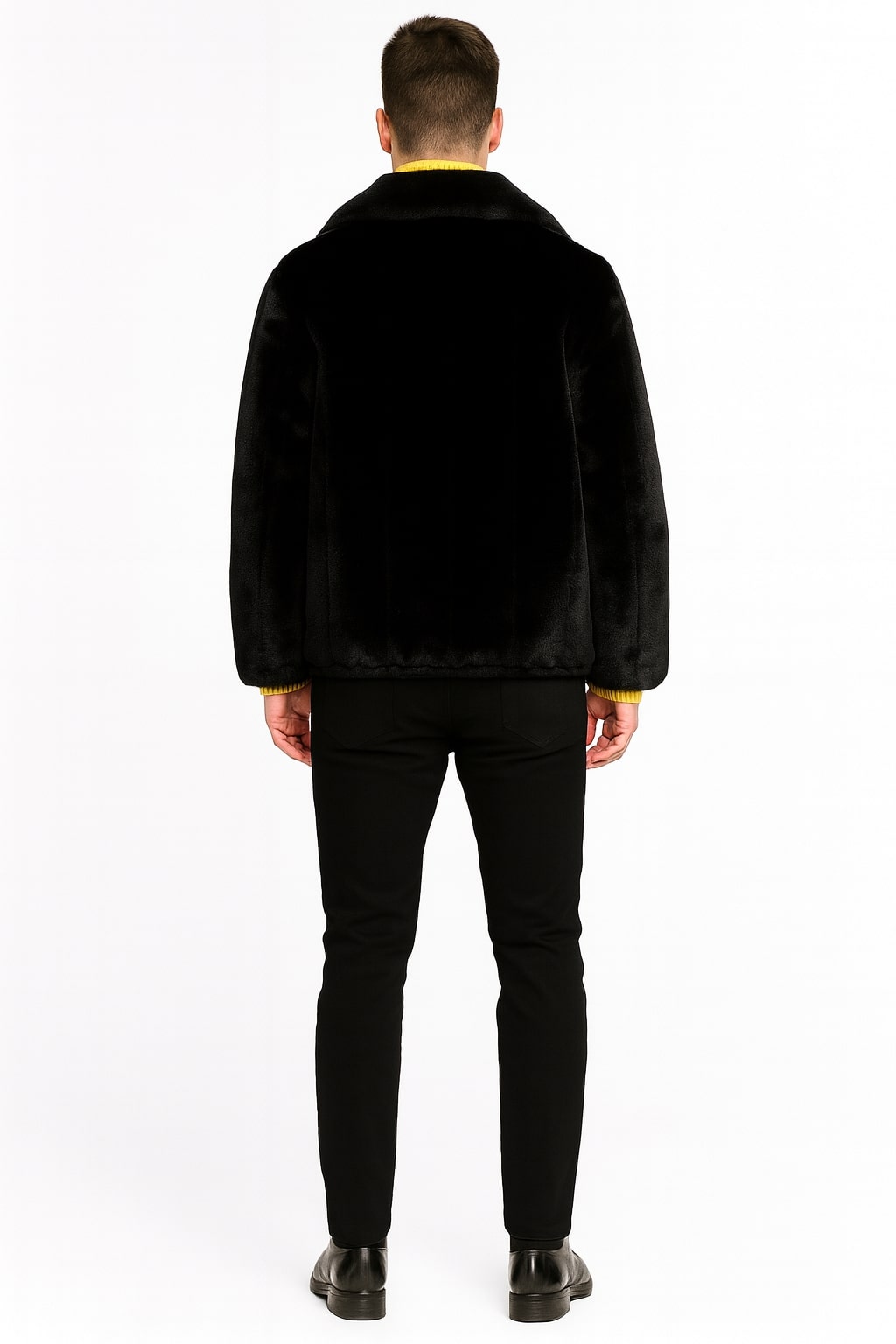 Men's Faux Fur Zip-Up Winter Jacket