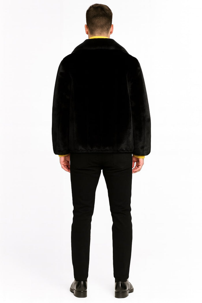 Men's Faux Fur Zip-Up Winter Jacket