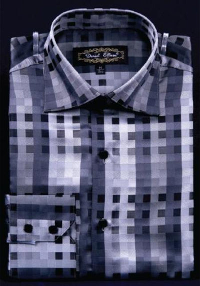 Fancy Polyester Fashion Shirt With Button Cuff Black Men's Dress Shirt Night Club Outfit guys Wear For Men Clothing Fashion