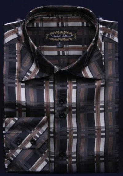 Fancy Polyester Dress Fashion Shirt With Button Cuff Black Men's Dress Shirt Night Club Outfit guys Wear For Men Clothing Fashion