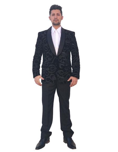 Men's Royal Blue Shiny Sequin 2 Button Cheap Priced Casual Blazer