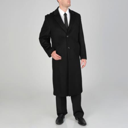 Mens Topcoat Mens Dress Coat 'Harvard' Black cashmere Full-length - Men's Overcoat