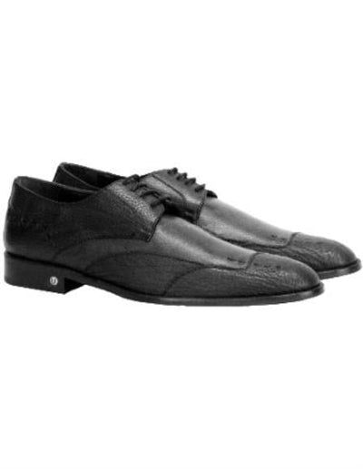 Vestigium Men's Black Genuine Sharkskin Derby Shoes