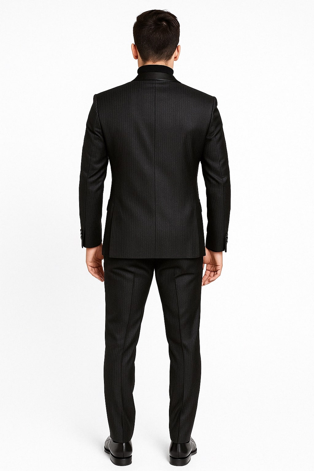 Black Glitter Stripe Slim Fit Tuxedo with Shawl Lapel