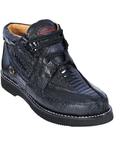Men's Lace Up Genuine Ostrich Leg Black Los Altos Shoes Mens Ostrich Skin Shoes