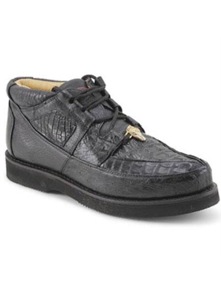 Men's Black Los Altos Genuine Skin Italian Tennis Dress Sneaker Mens Ostrich Skin Shoes