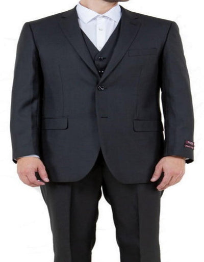 Three Piece Black Sharkskin Suit for Men