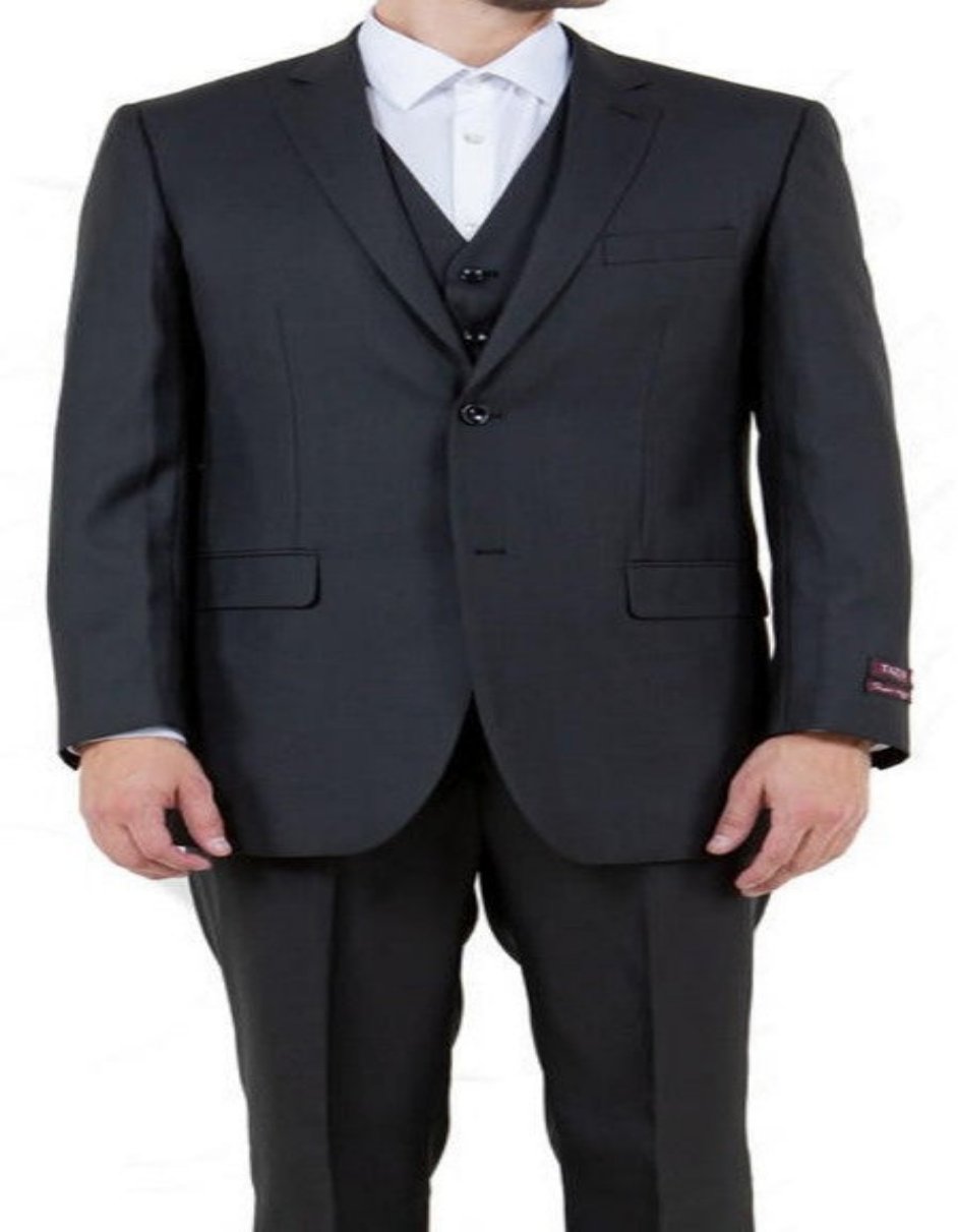 Three Piece Black Sharkskin Suit for Men