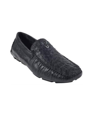 Men's Black Genuine Ostrich Full Quill Driver Vestigium Driving Shoes slip on Stylish Dress Loafer for men Mens Ostrich Skin Shoes