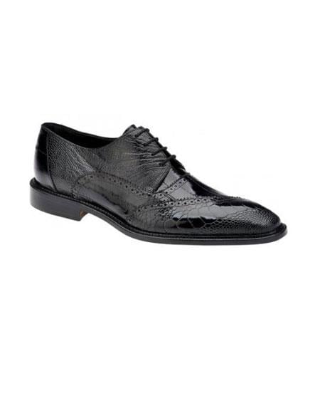 Authentic Genuine Skin Italian Nino Black Genuine Eel / Ostrich Leg Shoes Mens Ostrich Skin Shoes