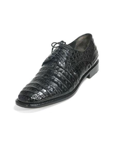 Men's Los Altos Genuine Caiman Belly Cap Toe Black Shoes