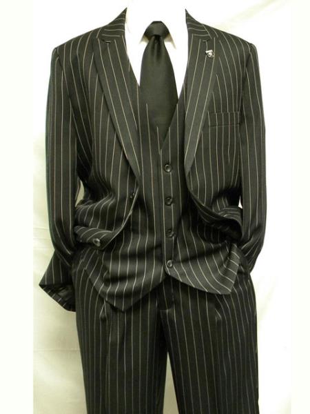 2 Button Gangster Pinstripe Suit