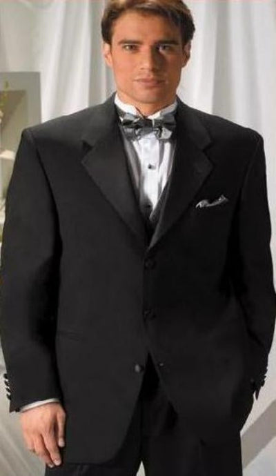 Designer Solid Black Light Weight Soft Poly~Rayon Soft Tuxedo Suit + Shirt + BowTie Package Combo ~ Combination Two buttons