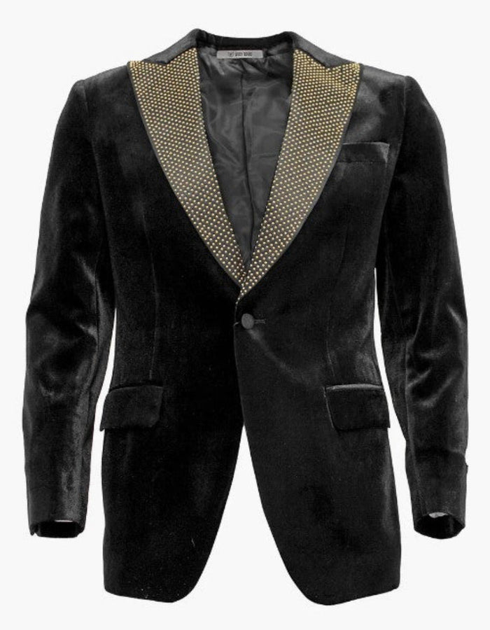 Black & Gold Velvet Tuxedo Jacket
