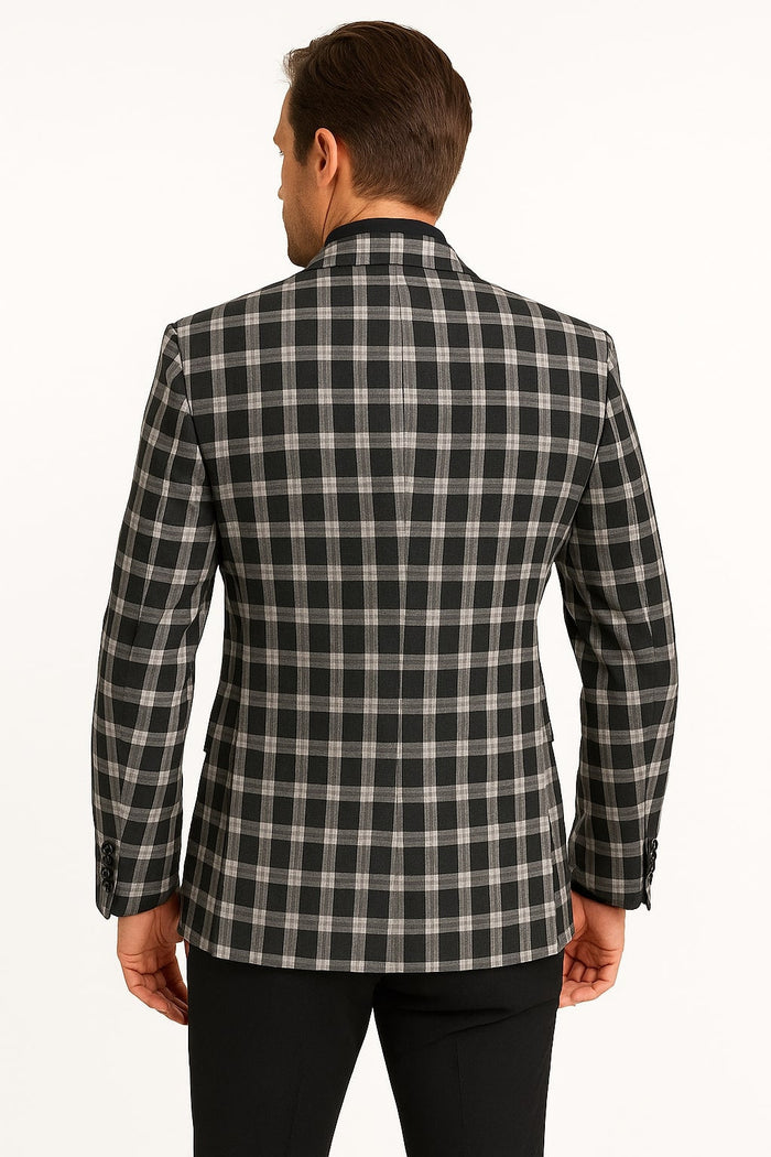 Black & White Plaid Blazer - Modern Fit Sport Coat