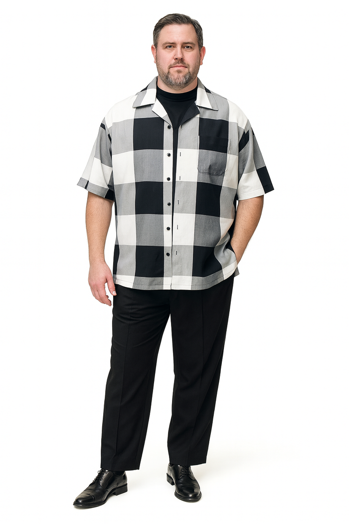 Checkered Short Sleeve Two-Piece Outfit