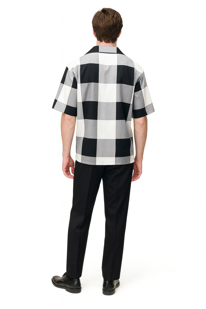 Checkered Short Sleeve Two-Piece Outfit