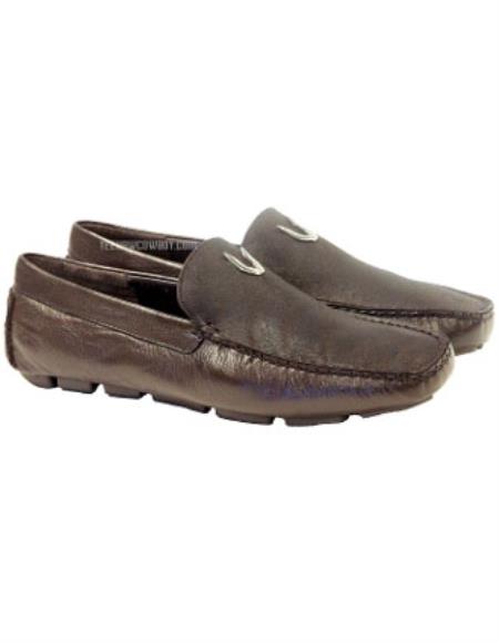 Brown Dress Shoe Mens Handcrafted Brown Vestigium Genuine Catshark Stylish Dress Loafer