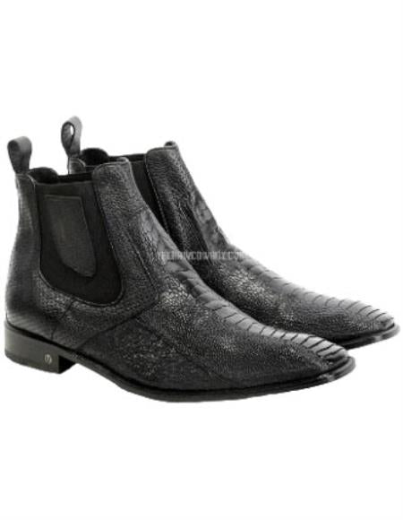 Men's Handcrafted Brown Genuine Ostrich Leg Chelsea Boots