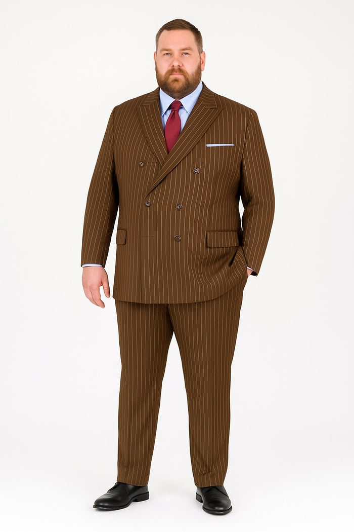 Brown Pinstripe Double-Breasted 6-Button Suit