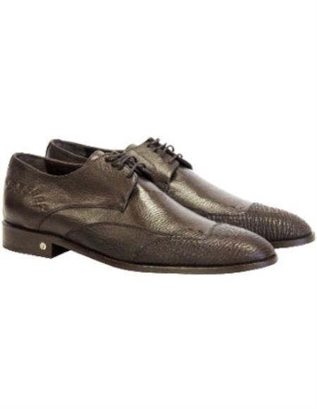 Brown Dress Shoe Mens Brown Vestigium Genuine Sharkskin Derby Shoes