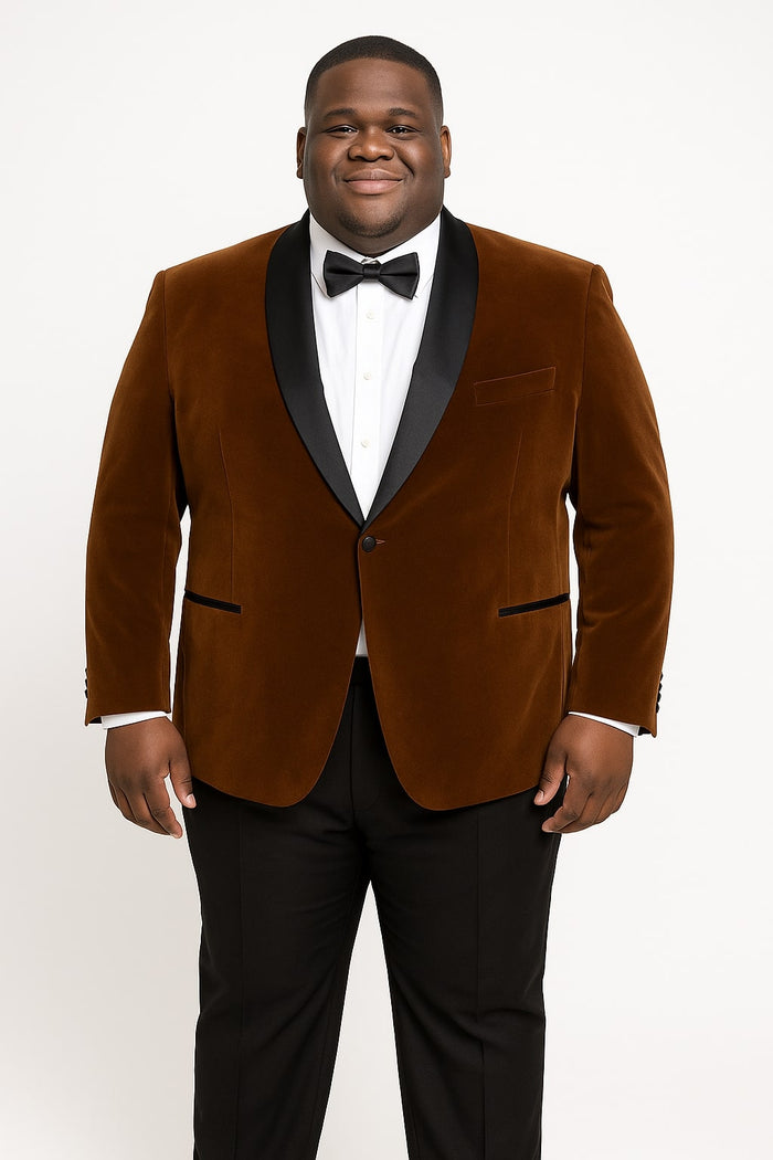 Brown Velvet Tuxedo with Satin Shawl Lapel