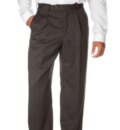 Mens Pleated Dress Pants Mens Brown Wool Gabardine Slack unhemmed bottom