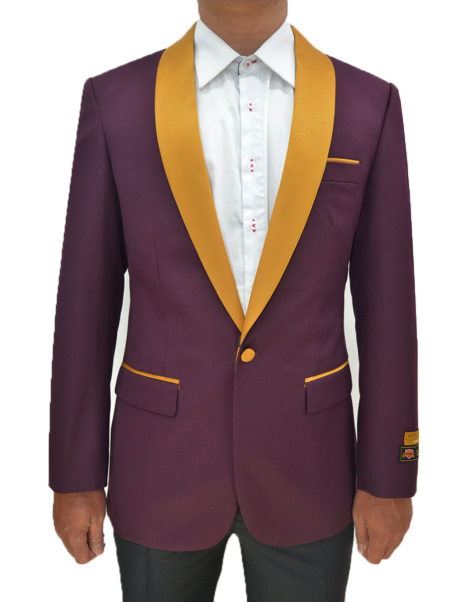 Burgundy & Gold Shawl Collar Dinner Jacket