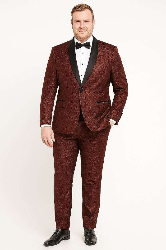 Burgundy Shiny Stripe Slim Tuxedo Jacket