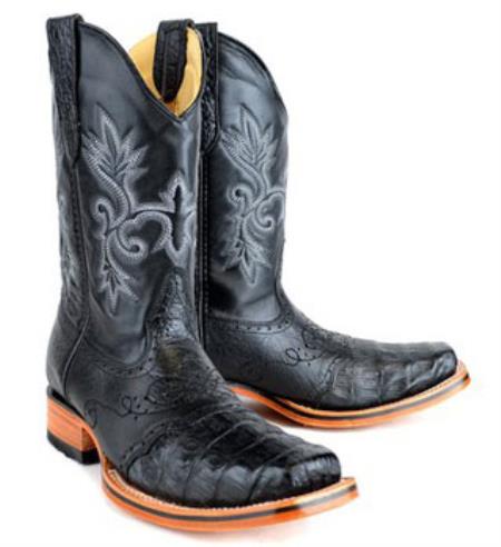 Mens King Exotic Boots Cowboy Style By Los Altos Boots Botas For Sale Caiman (Gator) Belly Skin Rodeo Style Black Dress Cowboy Boot Cheap Priced For Sale Online