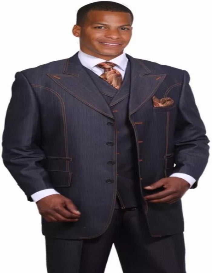 Double Breasted Red Pinstripe Peak Lapel Suit