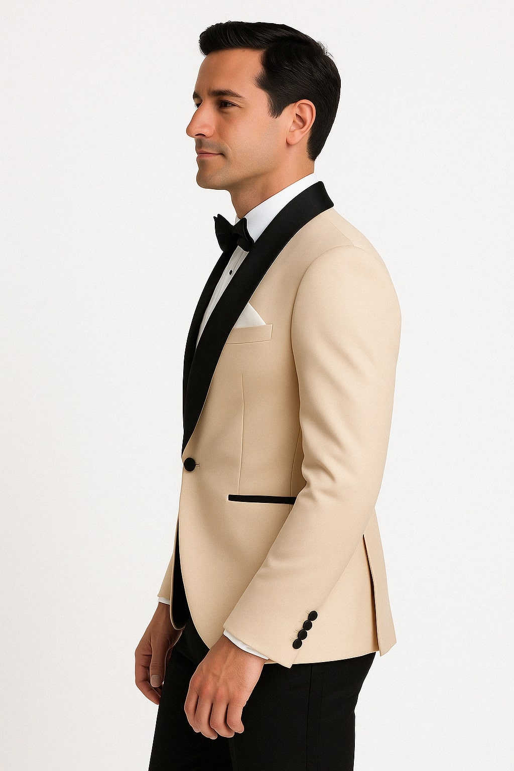 Champagne Tuxedo Jacket with Black Shawl Lapel
