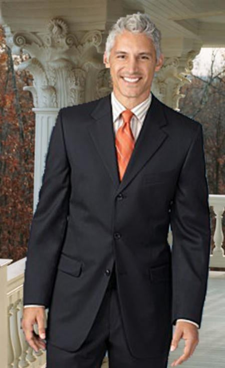 Extra Long 2PC Solid Color Charcoal Men's Suit