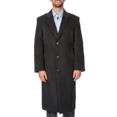 Men's Dress Coat 'Harvard' Charcoal Herringbone Tweed Full-Length Coat Overcoat ~ Long Men's Dress Topcoat - Winter coat Tweed houndstooth checkered Pattern