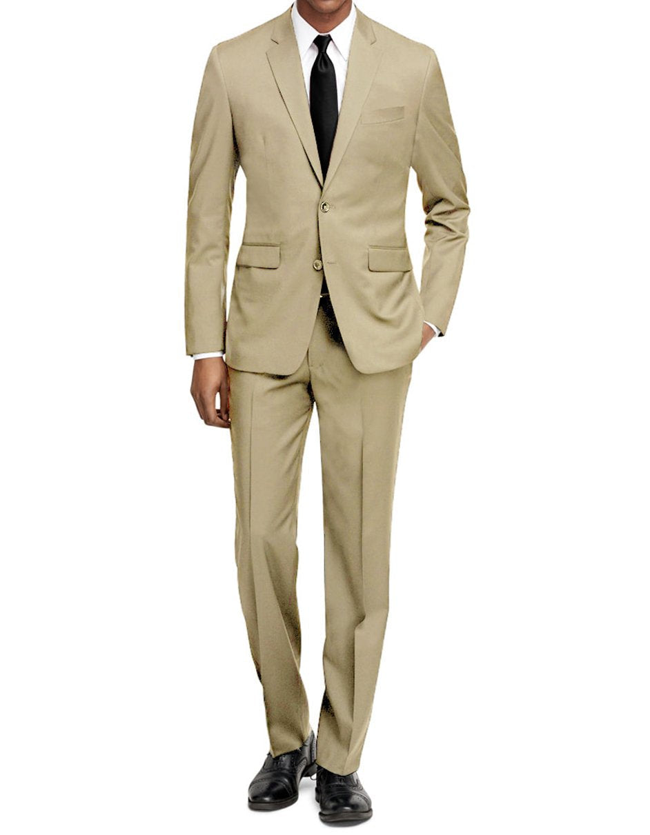 Men's Slim Fit Suit in Beige by Braveman