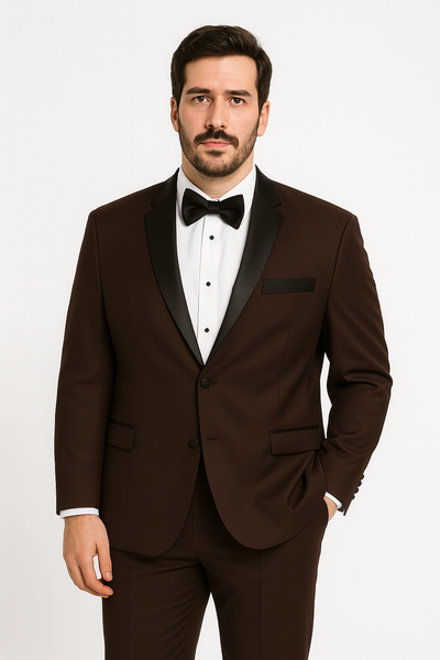 Chocolate Brown Tuxedo with Satin Peak Lapel