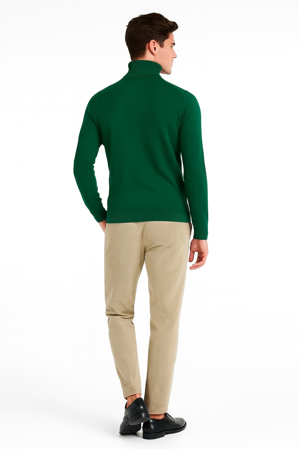 Mens Classic Emerald Green Turtleneck Sweater – Slim Fit Knit Pullover