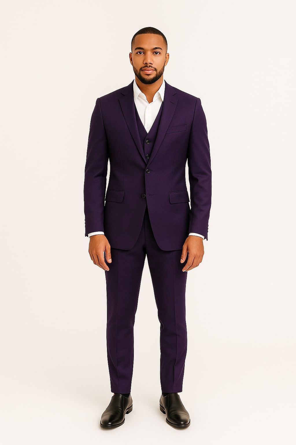 Classic Purple Slim Fit Three-Piece Suit for Men